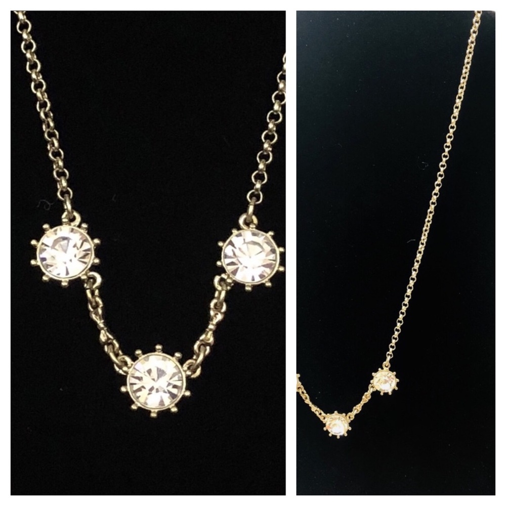Betsey Johnson Vintage Gold Rhinestone Necklace
